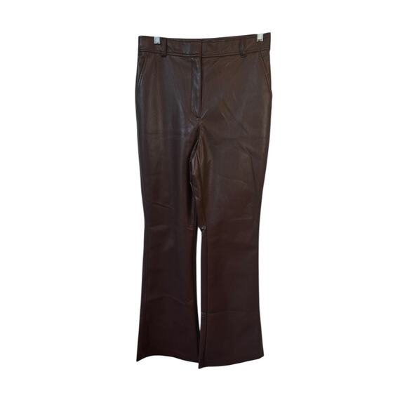 NWT BABATON ARITZIA Program Pants Coffee Bean Brown Sz 8 Faux Leather High Rise - Picture 2 of 10
